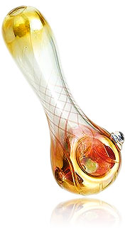 color changing glass spoon pipes, gold fuming, with swirl design, great art !